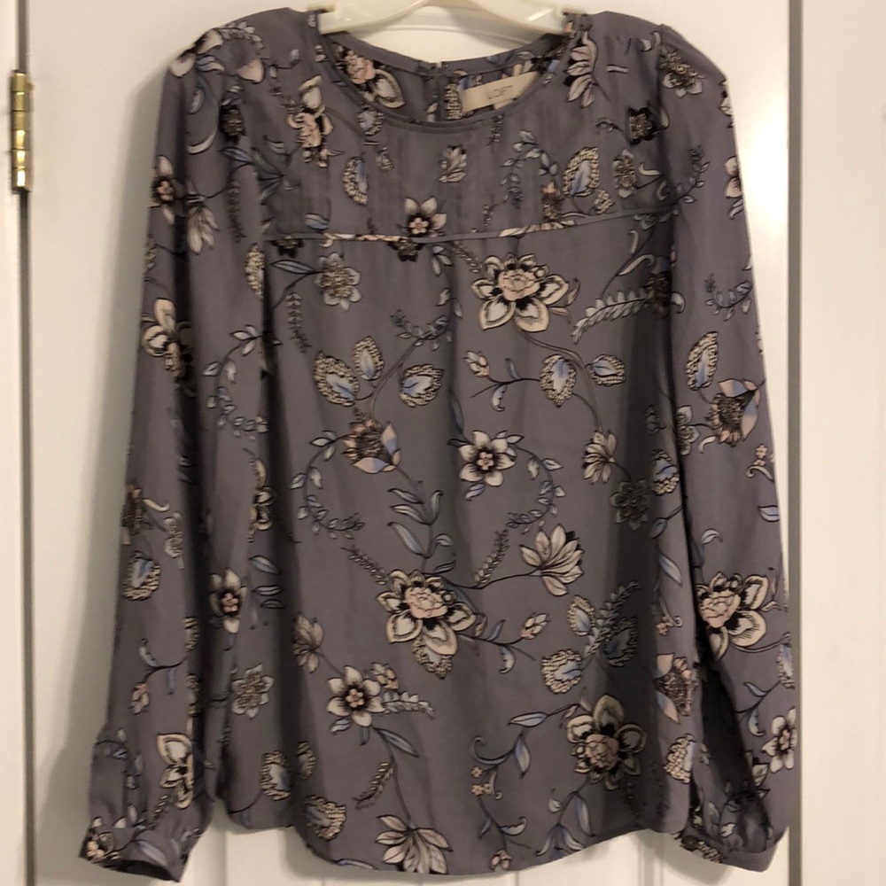 Loft Pleated Top Blouse Small